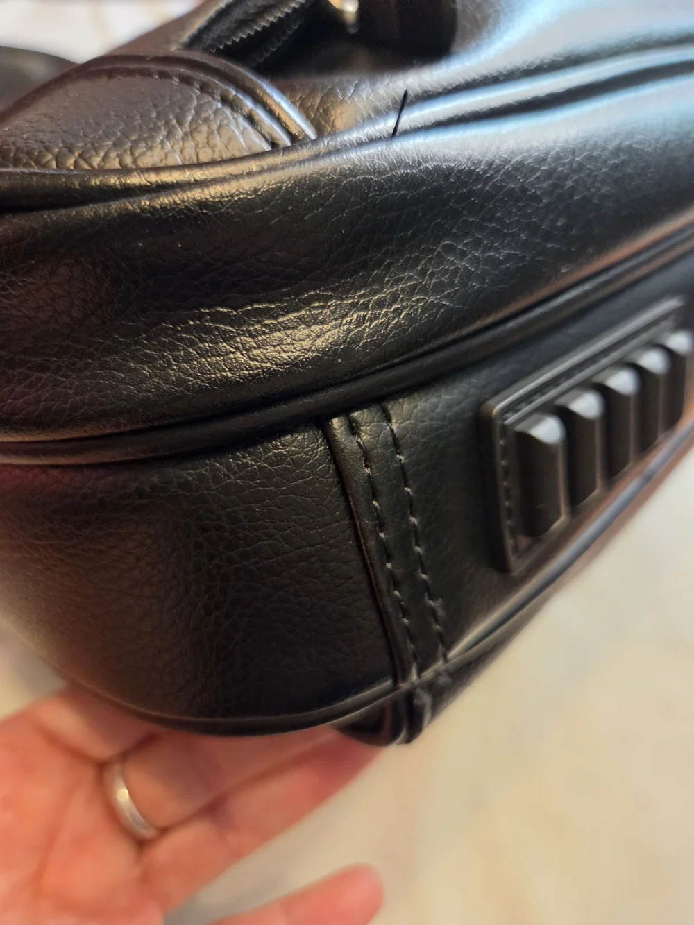 Dell Black Leather Briefcase - Men's Laptop Bag